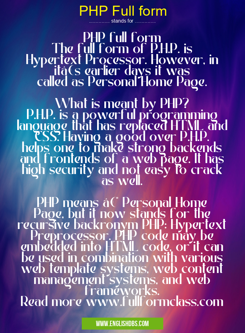 PHP Full form