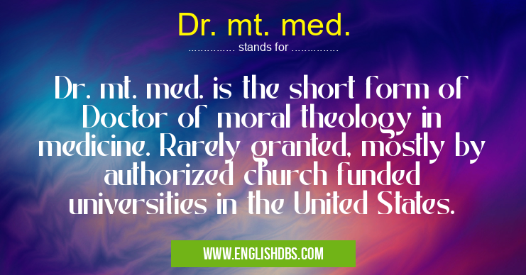 Dr. mt. med.