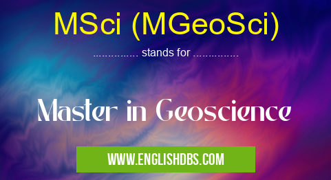 MSci (MGeoSci)