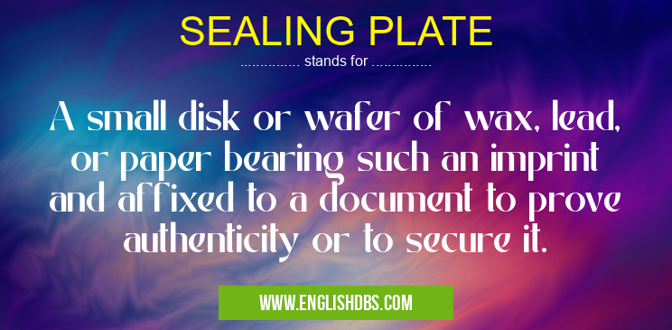 SEALING PLATE